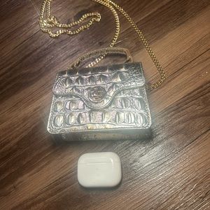 BRAHMIN gold silver crossbody ARIETTA mini purse